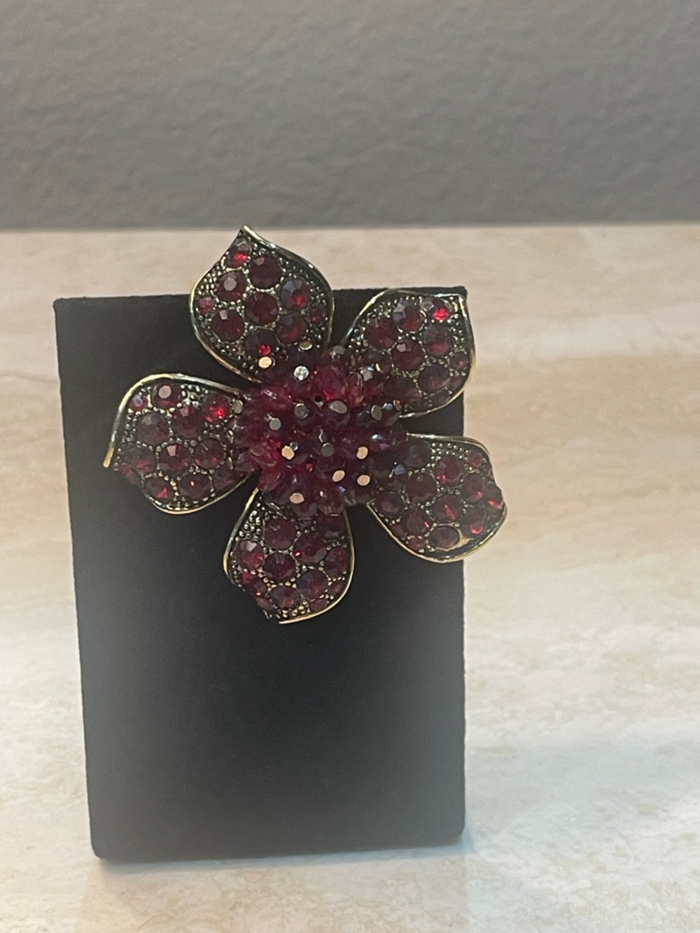 Liz Claiborne Red Crystal Floral Brooch